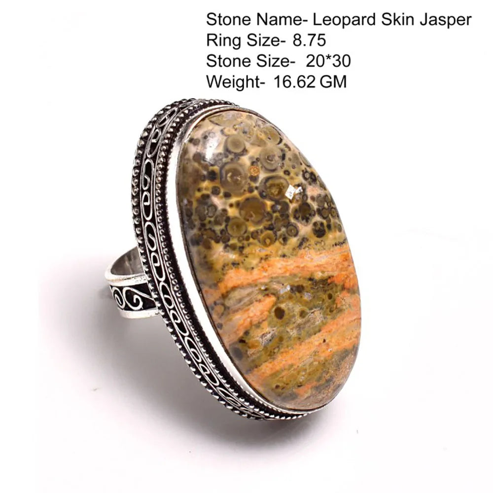 Genuine Labradorite, Emerald, Ruby, Turquoise &amp; Jasper Ring – A Masterpiece of Nature