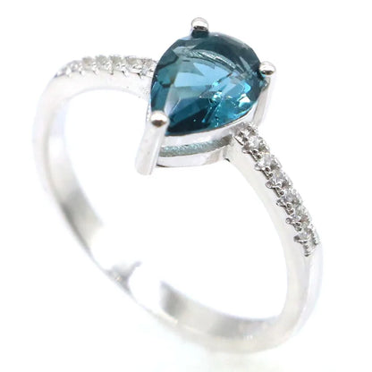 Buy 2 Get 1 Free 8x6mm Jazaz Luxury 2.0g London Blue Topaz CZ Gift For Ladies 925 Solid Sterling Silver Rings