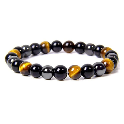 1 pulsera de cuentas de hematita y ojo de tigre de obsidiana negra natural para hombres, protección magnética para la salud para mujeres, joyería del alma