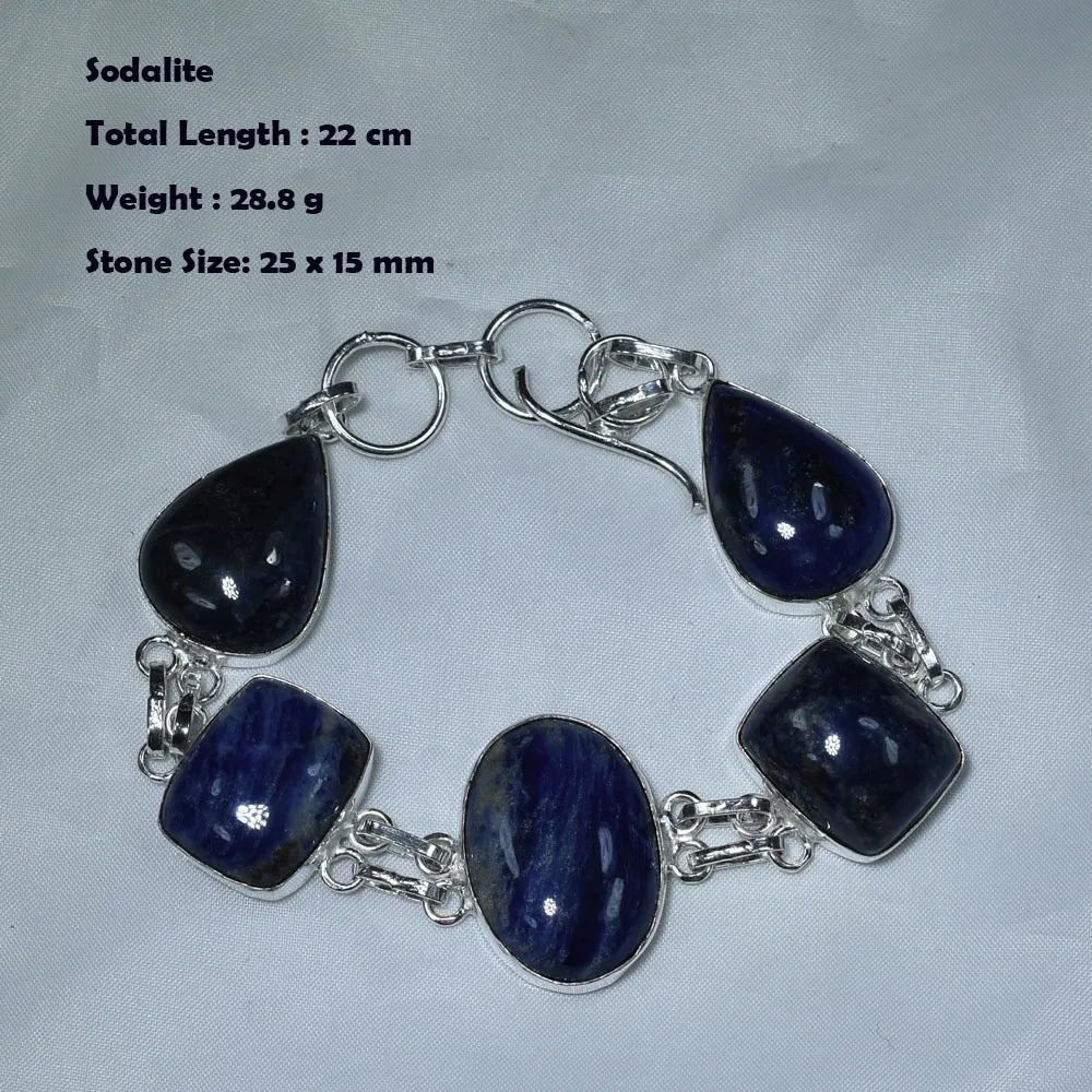 Genuine Labradorite Amethyst Dichroic Glass Sodalite Lapis Agate  Bracelet Silvers Overlay over Copper,