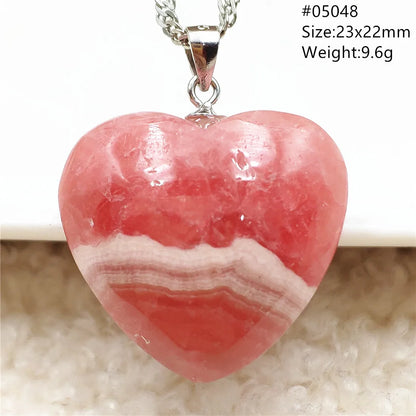 Natural Rose Rhodochrosite Pendant Heart Red Rhodochrosite Love Bead Pendant Necklace Women Rare Rose Necklace AAAAA