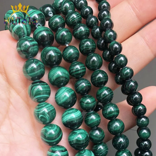 Contas de pedra natural genuína malaquita verde contas soltas redondas para fazer joias acessórios para pulseiras faça você mesmo 7,5'' 6/8/10/12mm