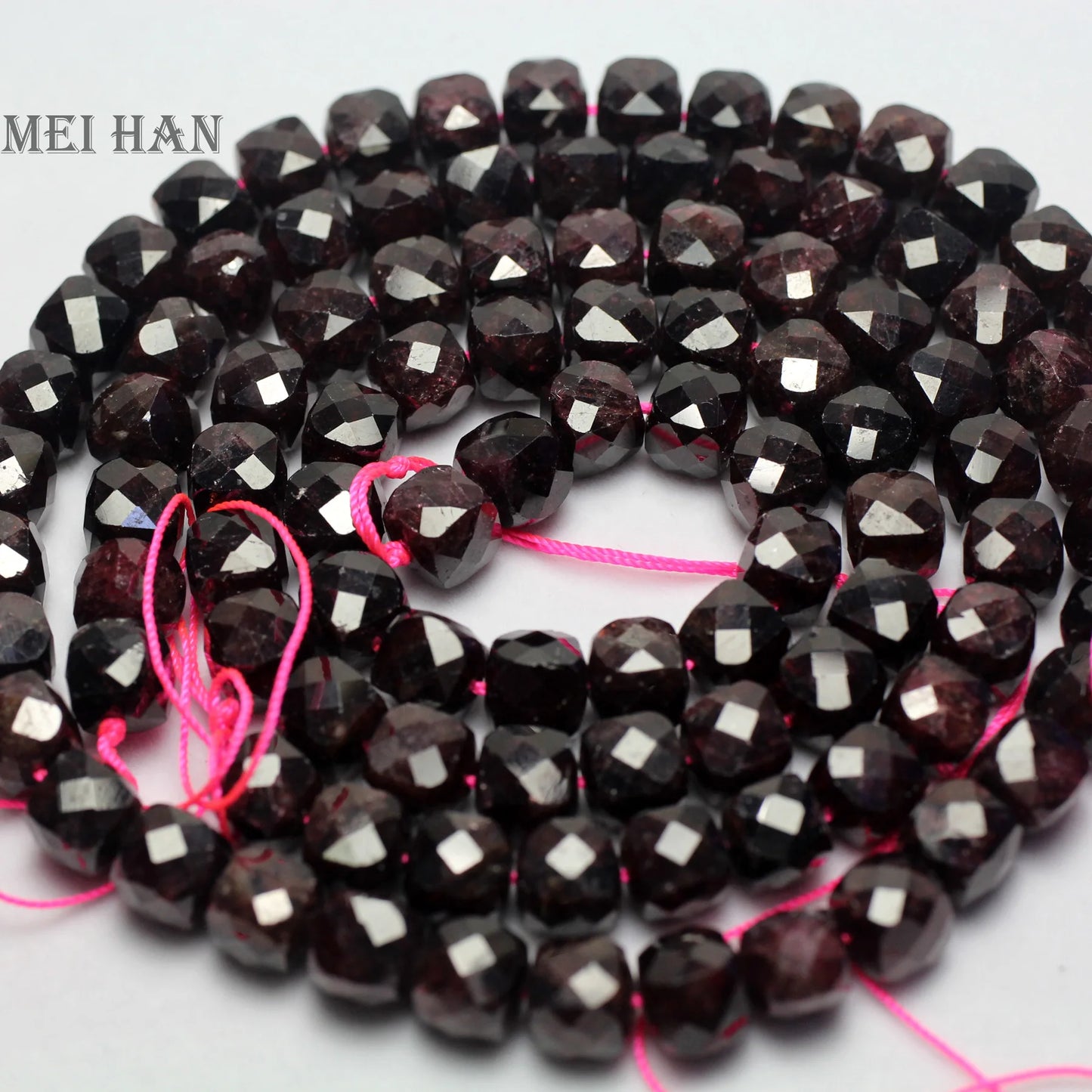 Meihan Natural Mozambique Red Garnet 8mm Faceted Cube loose beads For DIY jewelry making design