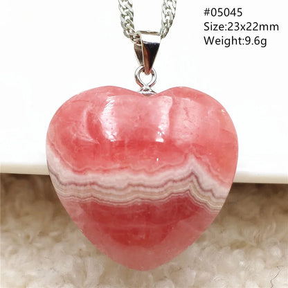 Natural Rose Rhodochrosite Pendant Heart Red Rhodochrosite Love Bead Pendant Necklace Women Rare Rose Necklace AAAAA