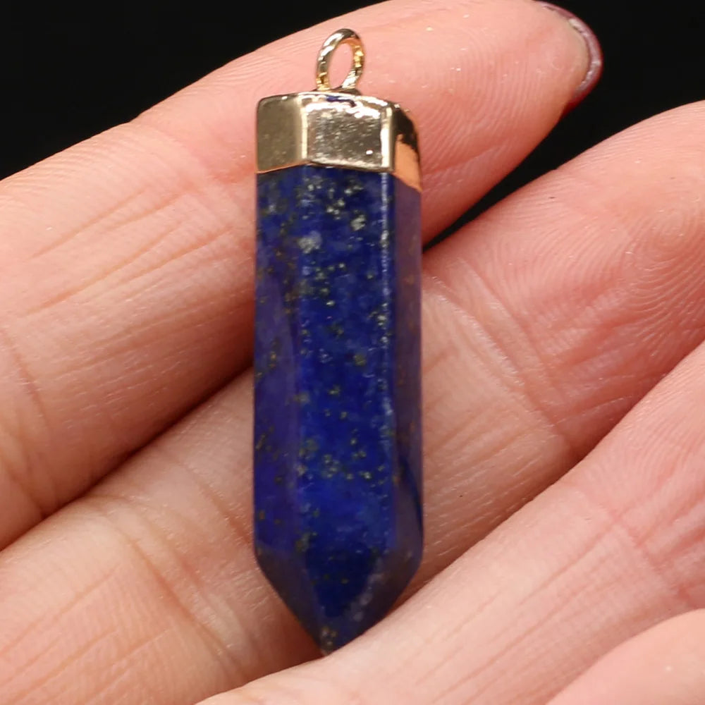 1pcs Natural Stone Agates Crystal Quartz Sodalite/ Citrines Lapis Lazuli Pendant DIY for Necklace or Jewelry Making Size 35x8mm