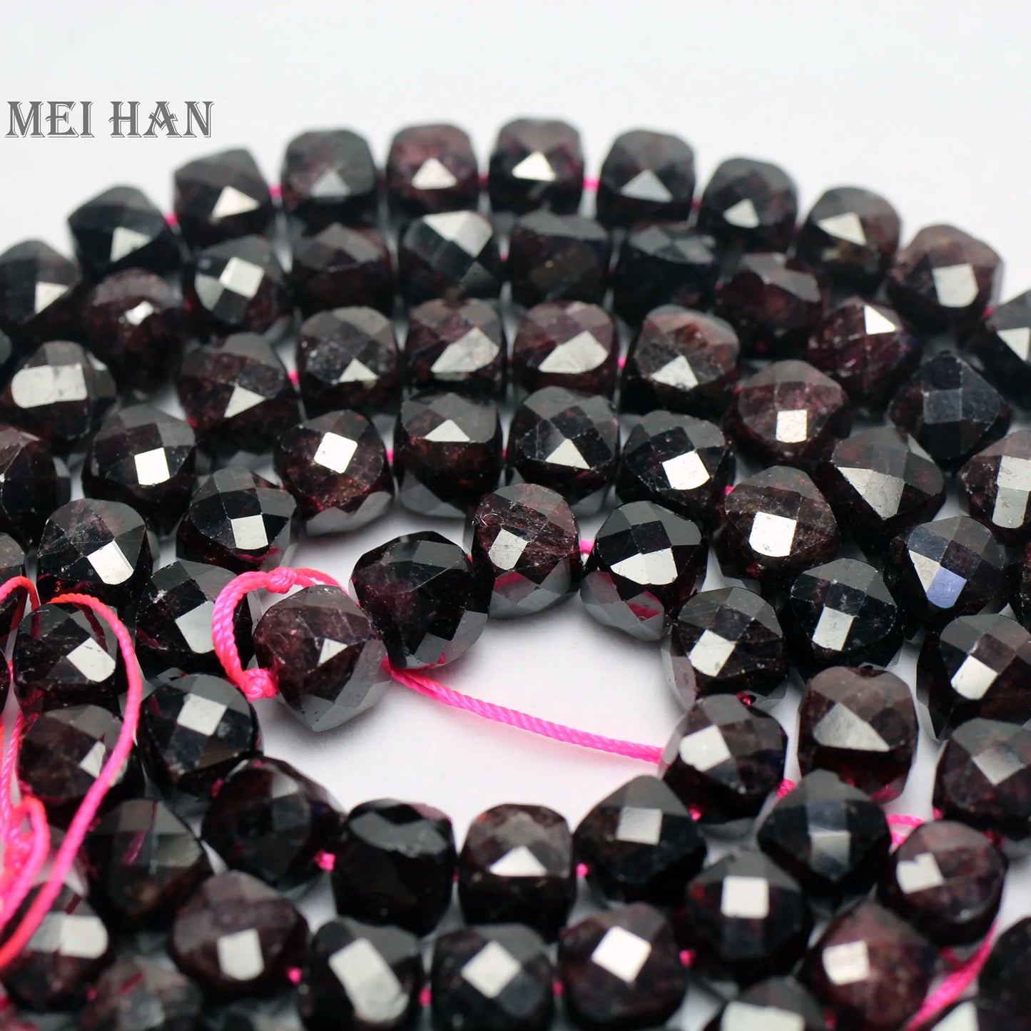 Meihan Natural Mozambique Red Garnet 8mm Faceted Cube loose beads For DIY jewelry making design