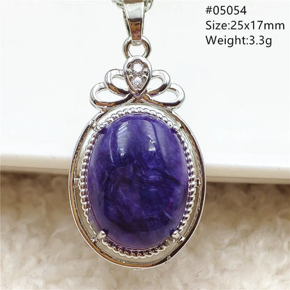 Natural Purple Charoite Pendant Necklace Jewelry Women 925 Sterling Silver Rare Gift Charoite Bead AAAAA