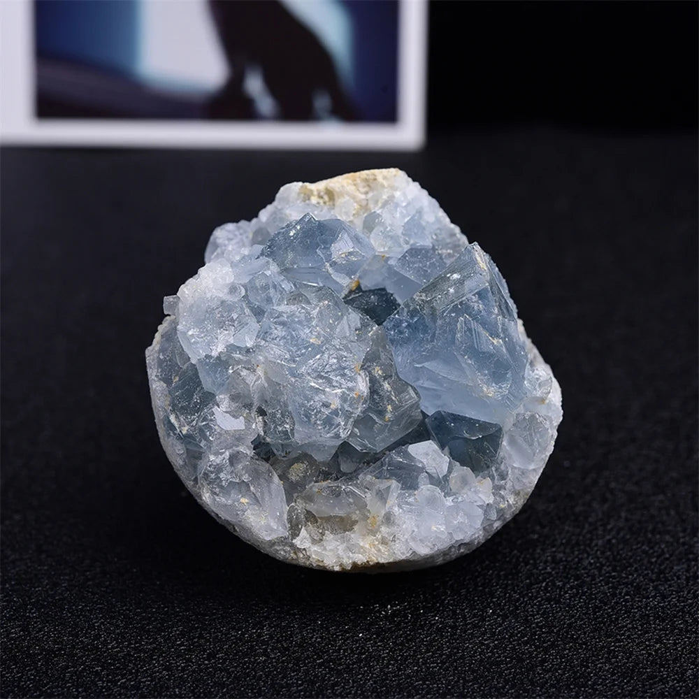 Hermoso y natural cristal de celestita de Madagascar en bruto, racimo druzy, geoda azul cielo, muestra mineral en bruto