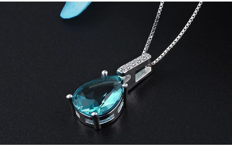 real Natural Blue Topaz Pendant 925 Sterling Silver Carat 45cm Necklace Colgantes Wedding Bizuteria pierscionki Pendant women