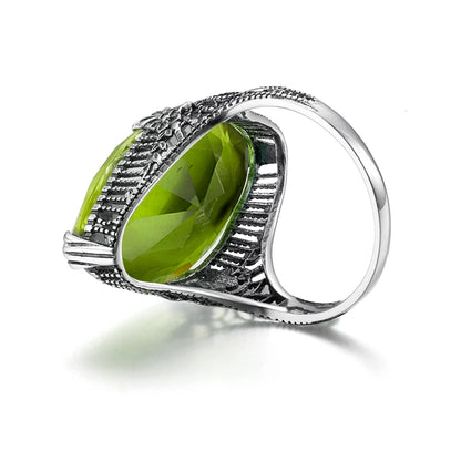 Trendy Peridot Ring Marquise Gemstones Real 925 Sterling Silver Rings para mulheres Birthstone August Engagement Silver 925 Jewelry