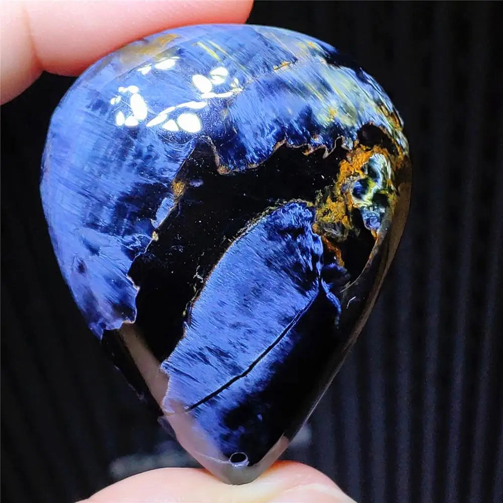 Natural Blue Pietersite Water Drop Chatoyant Pendant 46x37x13mm Namibia Cat Eye Jewelry AAAAAA