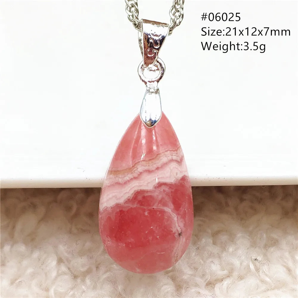 Natural Rose Rhodochrosite Pendant Heart Red Rhodochrosite Love Bead Pendant Necklace Women Rare Rose Necklace AAAAA