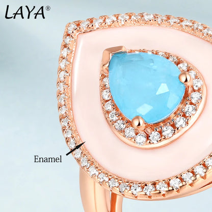 Laya Silver Ring For Women Pure 925 Sterling Silver Retro Style High Quality Zircon Natural Blue Purple Fushion Stone Jewelry