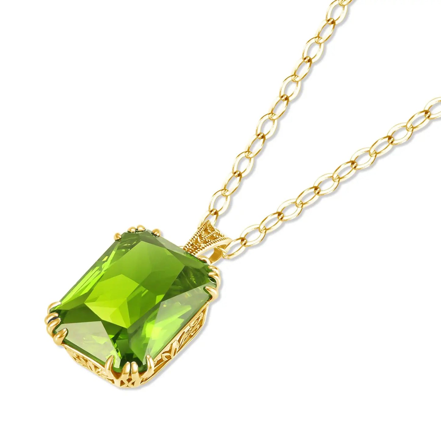 Collares colgantes de piedras preciosas de peridoto de oro de 14 quilates para mujer, joyería de plata 925, regalo bohemio cuadrado para invitados a la boda, joyería de San Valentín