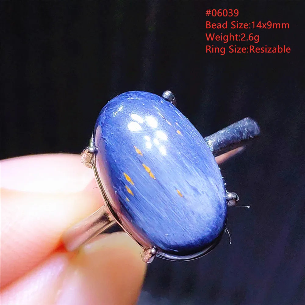 Natural Blue Pietersite Adjustable Ring Women Petersite Chatoyant Beads Namibia Fashion Jewelry Cat Eye Ring AAAAA