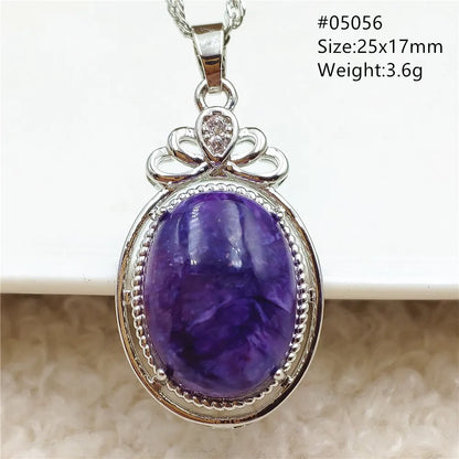 Natural Purple Charoite Pendant Necklace Jewelry Women 925 Sterling Silver Rare Gift Charoite Bead AAAAA