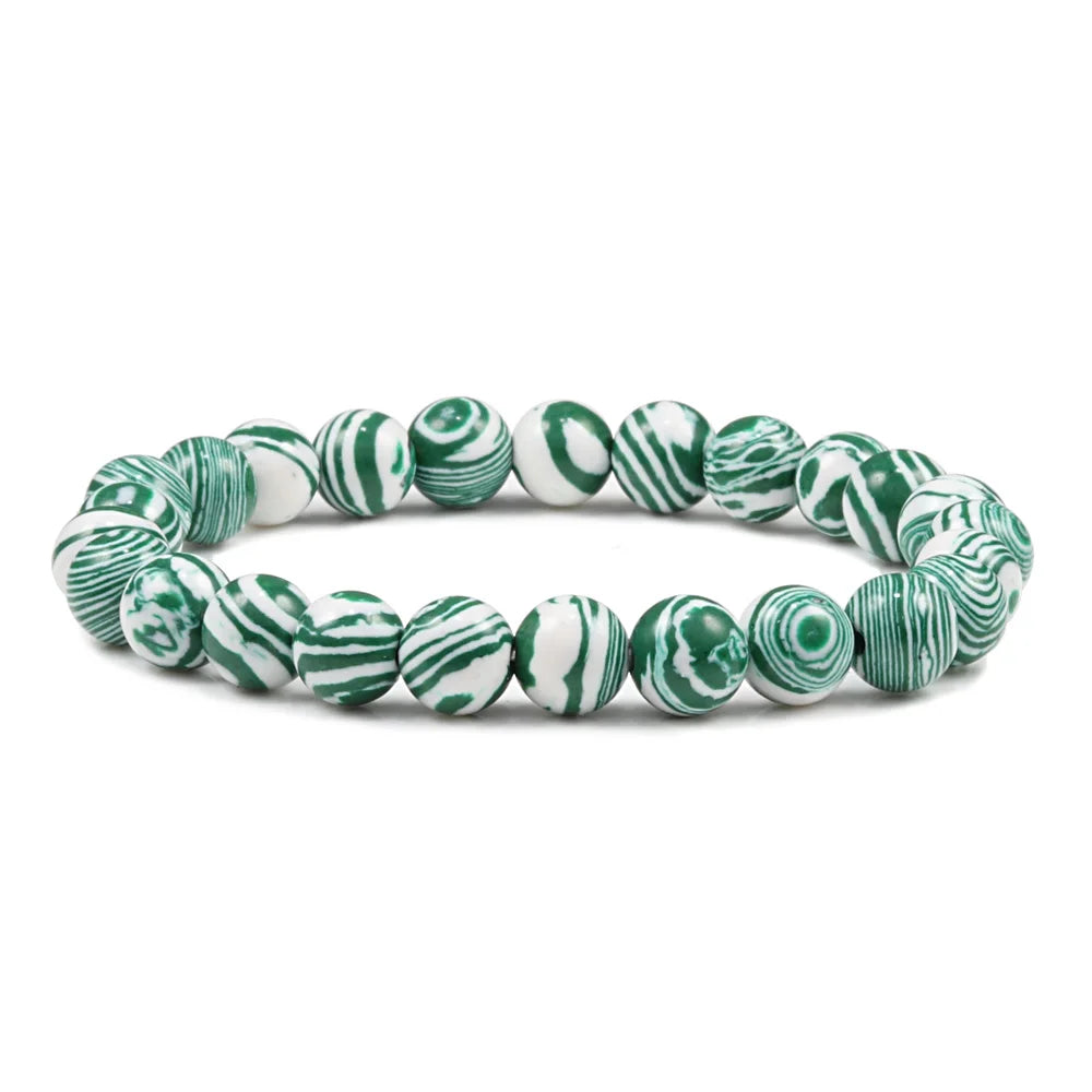 Malachite Beaded Bracelet Cylinder Hematite Natural Stone Bracelets High Quality Energy Bangle Classic Strand Jewelry Pulsera