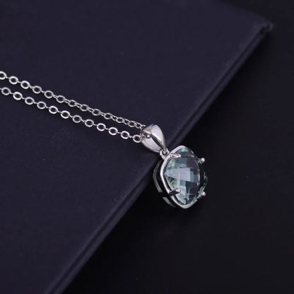 CSJ Green Amethyst Pendant 925 Sterling Silver Natural Topaz Citrine Ametrine Paraiba Smoky Quartz for Women Party Gift Box