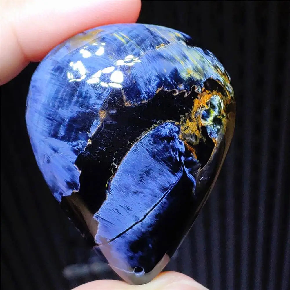 Natural Blue Pietersite Water Drop Chatoyant Pendant 46x37x13mm Namibia Cat Eye Jewelry AAAAAA