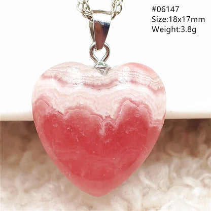 Natural Red Argentina Rhodochrosite Pendant Necklace Rose Rhodochrosite Heart Pendant Women Men Necklace AAAAA