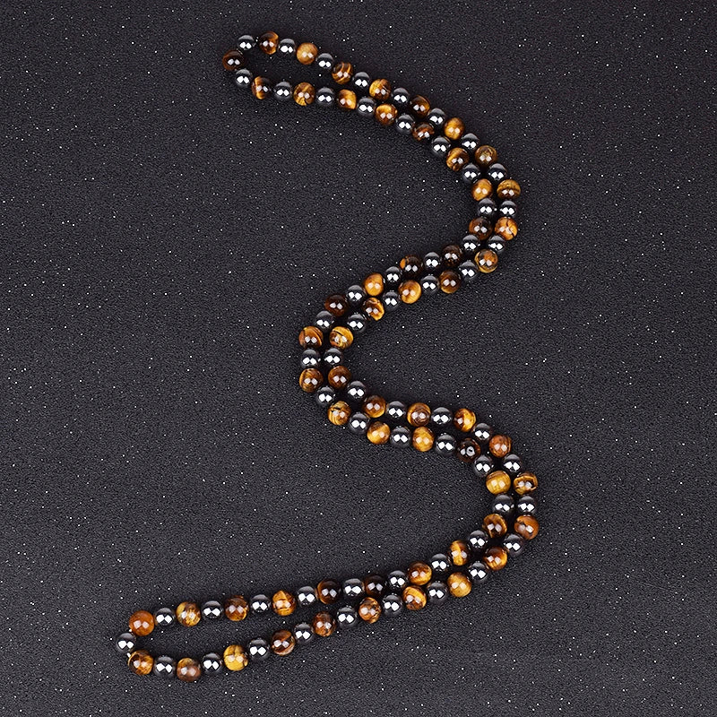 Natural Tiger Eye Stone Necklace Men New Fashion Hematite Beaded Necklaces Women for Magnetic Health Protection Handmade Jewelry