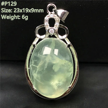 Colgante de prehnita verde natural superior para mujeres, hombres, riqueza, suerte, curación, regalo de Reiki, cuentas de cristal, piedras preciosas, joyería de plata AAAAA