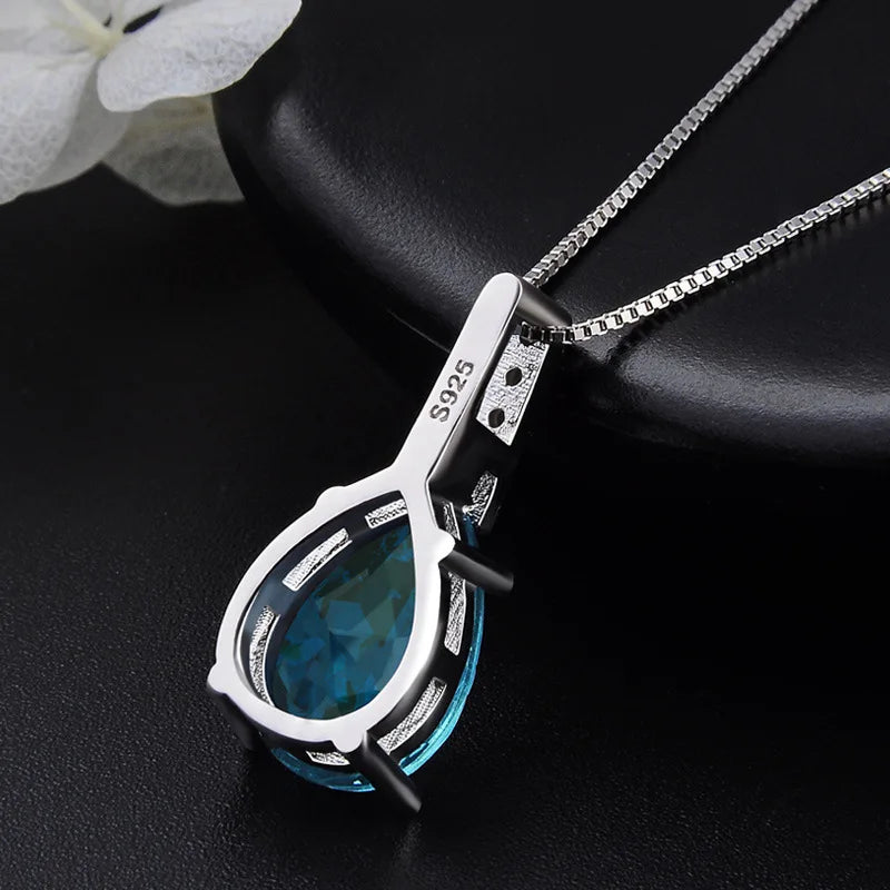 real Natural Blue Topaz Pendant 925 Sterling Silver Carat 45cm Necklace Colgantes Wedding Bizuteria pierscionki Pendant women