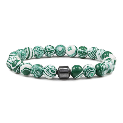 Malachite Beaded Bracelet Cylinder Hematite Natural Stone Bracelets High Quality Energy Bangle Classic Strand Jewelry Pulsera