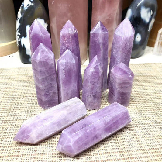 Quartz Crystal Kunzite Wand Points Natural Stones Crafts Polished Gemstones Healing Reiki Decoration Gifts