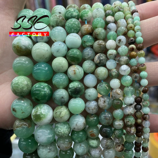 A+ Natual Australia Jades Semi-precious Beads Chrysoprase Stone Round Loose Beads For Jewelry Making DIY Bracelets 6 8 10 mm 15"