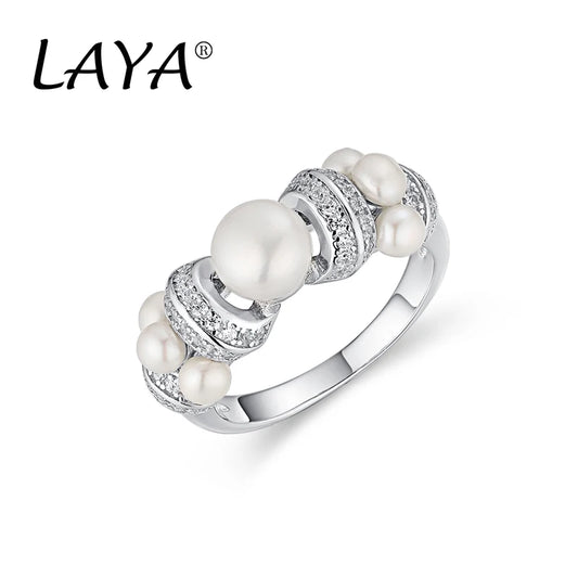 Laya Zircon Natural Pérola de Água Doce Personalidade Joias de Alta Qualidade Presente para Mulheres Anel de Prata Esterlina 925 Original