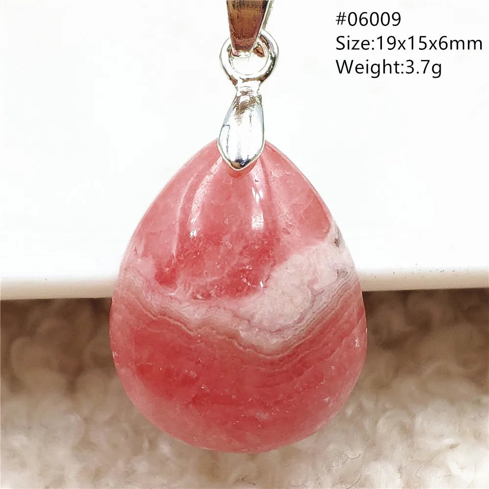 Natural Rose Rhodochrosite Pendant Heart Red Rhodochrosite Love Bead Pendant Necklace Women Rare Rose Necklace AAAAA