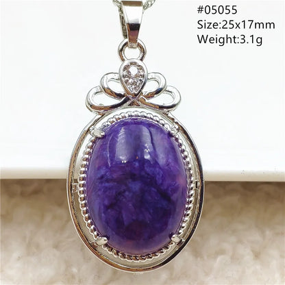 Natural Purple Charoite Pendant Necklace Jewelry Women 925 Sterling Silver Rare Gift Charoite Bead AAAAA