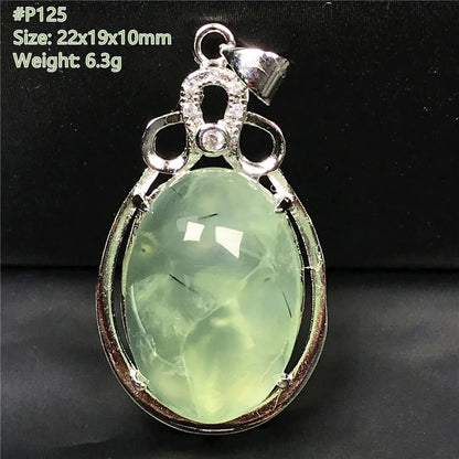 Colgante de prehnita verde natural superior para mujeres, hombres, riqueza, suerte, curación, regalo de Reiki, cuentas de cristal, piedras preciosas, joyería de plata AAAAA