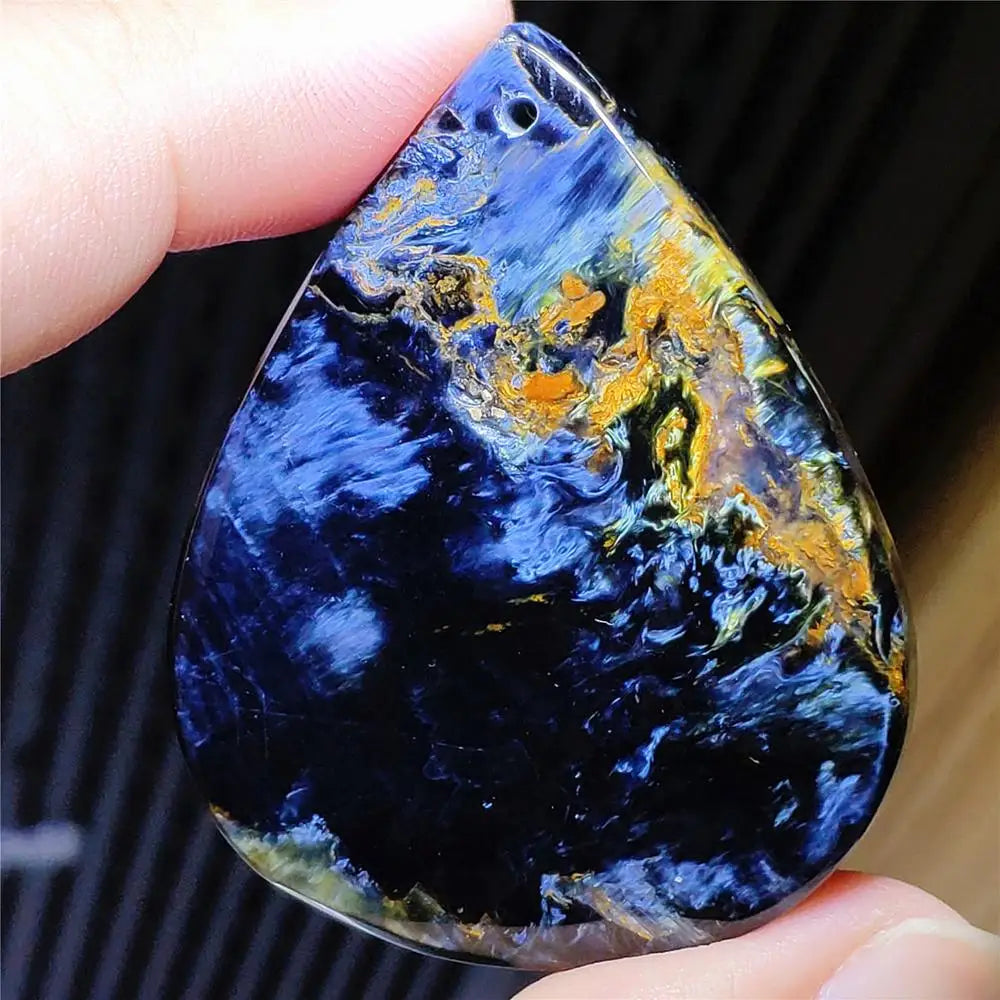 Natural Blue Pietersite Water Drop Chatoyant Pendant 46x37x13mm Namibia Cat Eye Jewelry AAAAAA