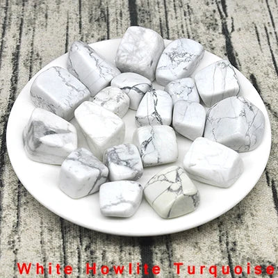 White Howlite Turquoise Gravel Specimen Size Irregular Tumbled Stones Reiki Healing Crystals Quartz Mineral Aquarium Home Decor