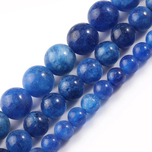 6/8/10mm Blue Kyanite Jades Stone Beads Loose Spacer Round Beads for Jewelry Making DIY Findings Bracelet Necklace 15" Strand