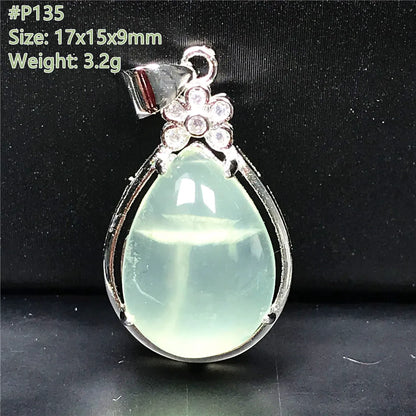 Colgante de prehnita verde natural superior para mujeres, hombres, riqueza, suerte, curación, regalo de Reiki, cuentas de cristal, piedras preciosas, joyería de plata AAAAA