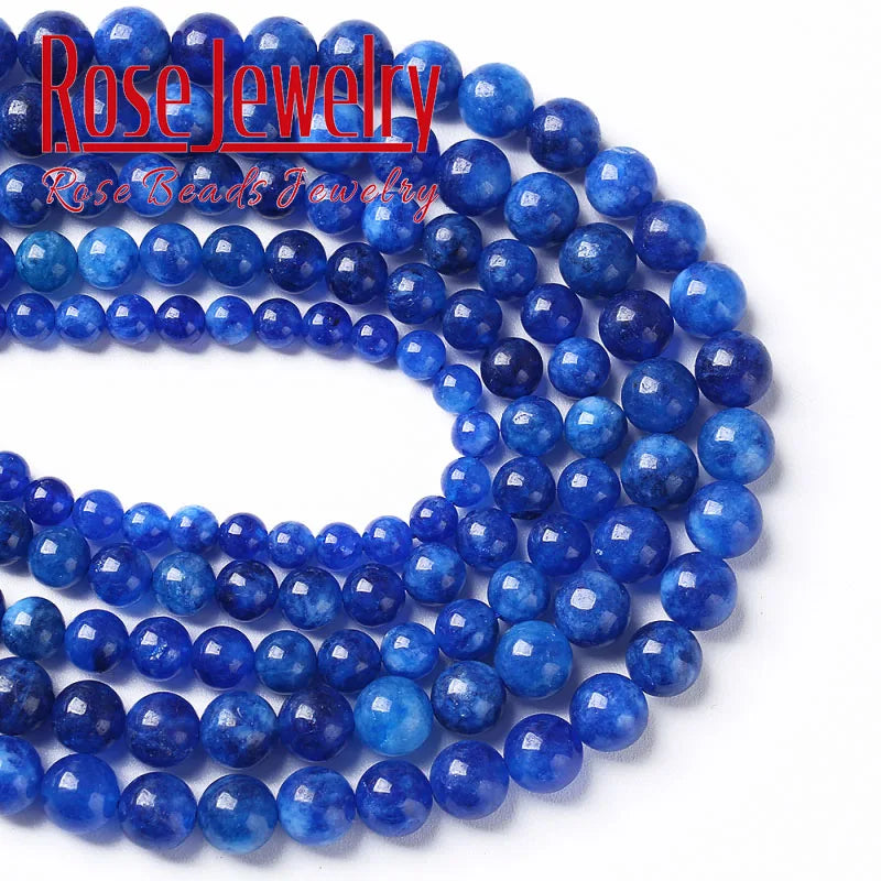 Natural Kyanite Jades Blue Stone Beads Round Loose Spacer Bead For Jewelry Making Diy Bracelet Necklace Accessories 6 8 10mm 15"