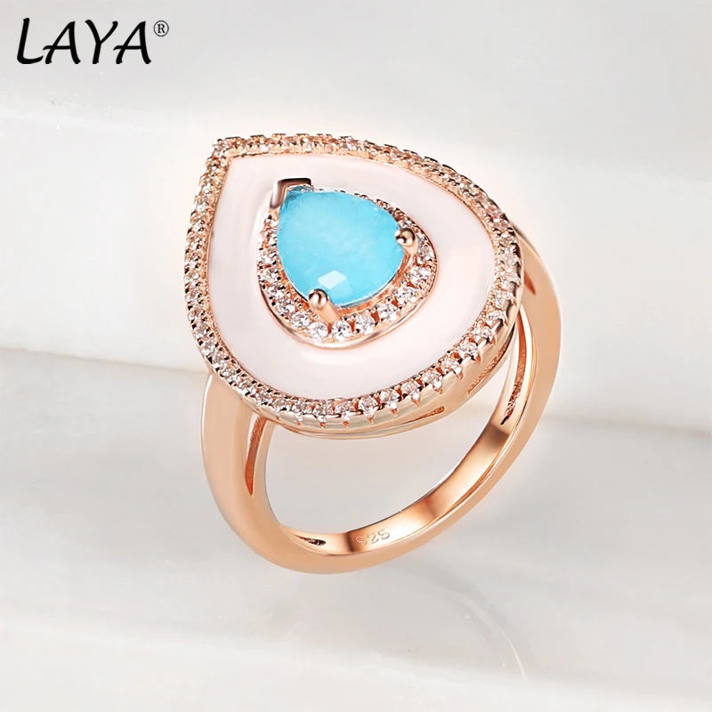 Laya Silver Ring For Women Pure 925 Sterling Silver Retro Style High Quality Zircon Natural Blue Purple Fushion Stone Jewelry