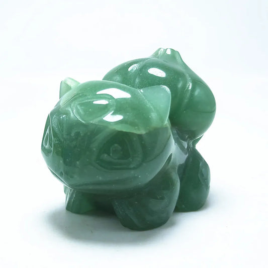 6cm Cristal Bulbasaur Natural Bonito Verde Aventurina Sapo Sementes Estátua Esculpida Polido Quartzo Pedra Preciosa Animal Cura