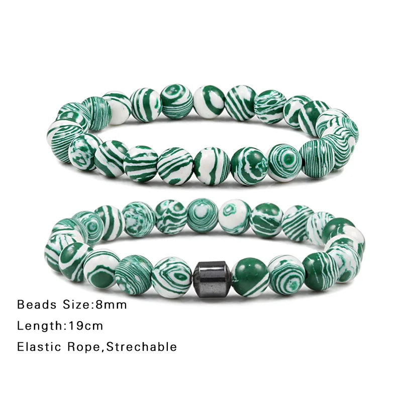 Malachite Beaded Bracelet Cylinder Hematite Natural Stone Bracelets High Quality Energy Bangle Classic Strand Jewelry Pulsera