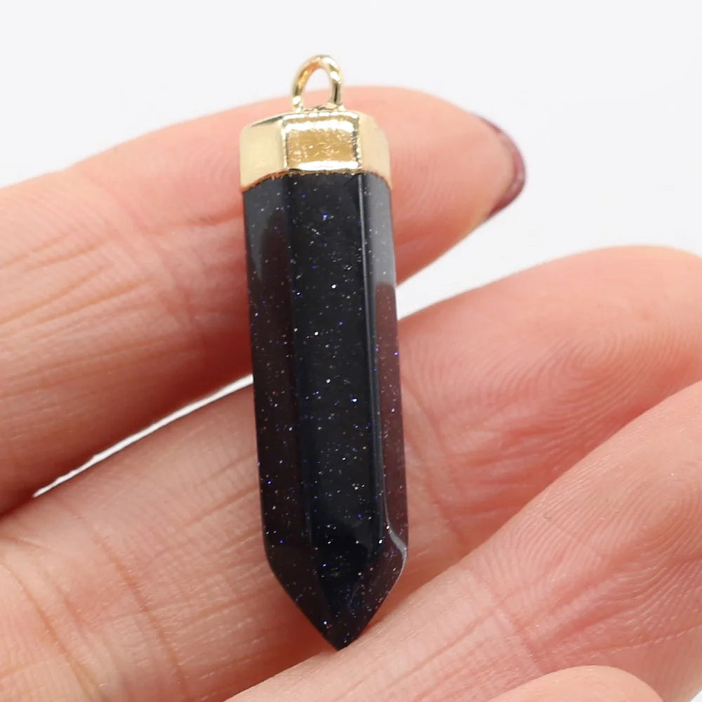 1pcs Natural Stone Agates Crystal Quartz Sodalite/ Citrines Lapis Lazuli Pendant DIY for Necklace or Jewelry Making Size 35x8mm