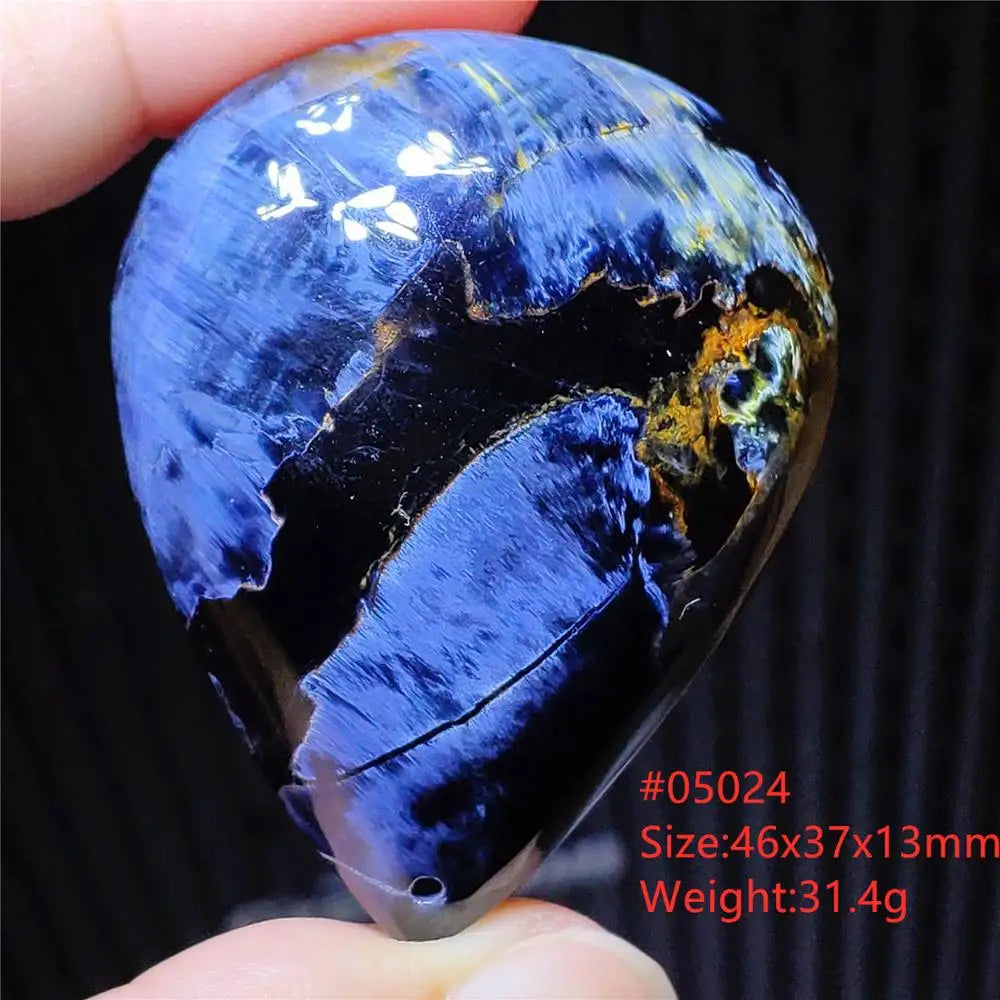 Natural Blue Pietersite Water Drop Chatoyant Pendant 46x37x13mm Namibia Cat Eye Jewelry AAAAAA