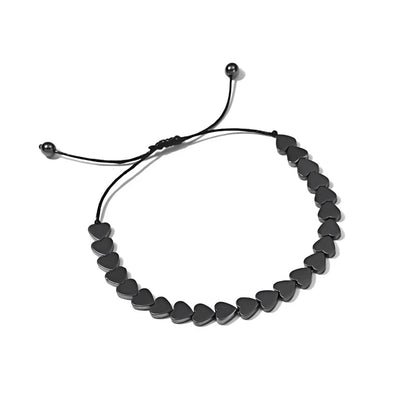 Heart Shaped Bracelet Lovers Men&Women Black Hematite Stone Beads Weave Health Trendy Black Fashion Bracelet Charm Gift