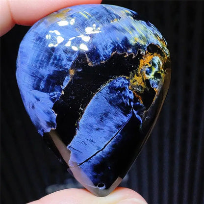 Natural Blue Pietersite Water Drop Chatoyant Pendant 46x37x13mm Namibia Cat Eye Jewelry AAAAAA