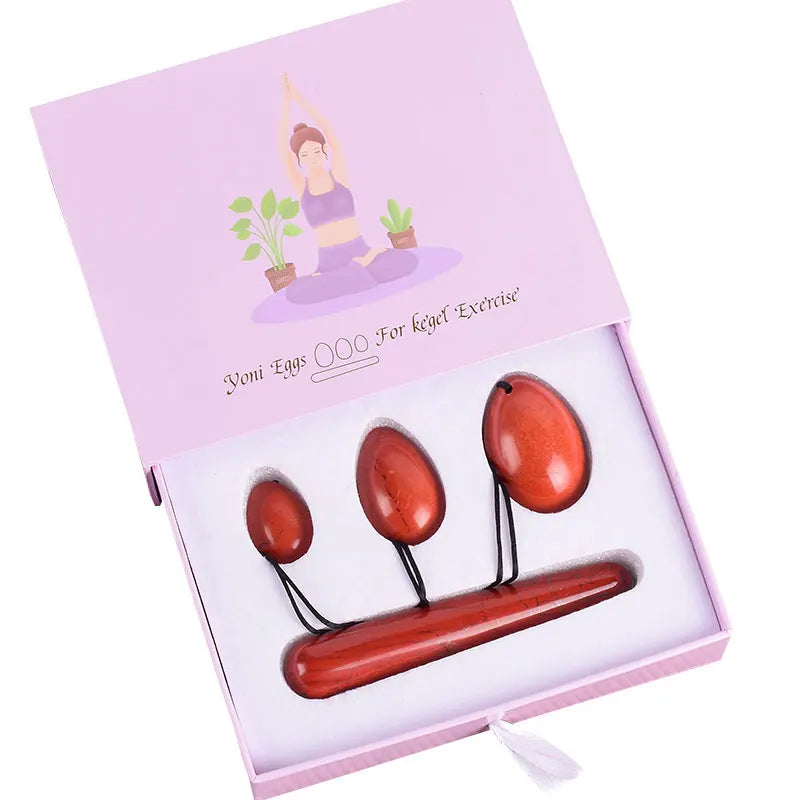 Natural Red Jasper Yoni Egg and Massage Wand Set – Health &amp; Wellness Crystal Tool