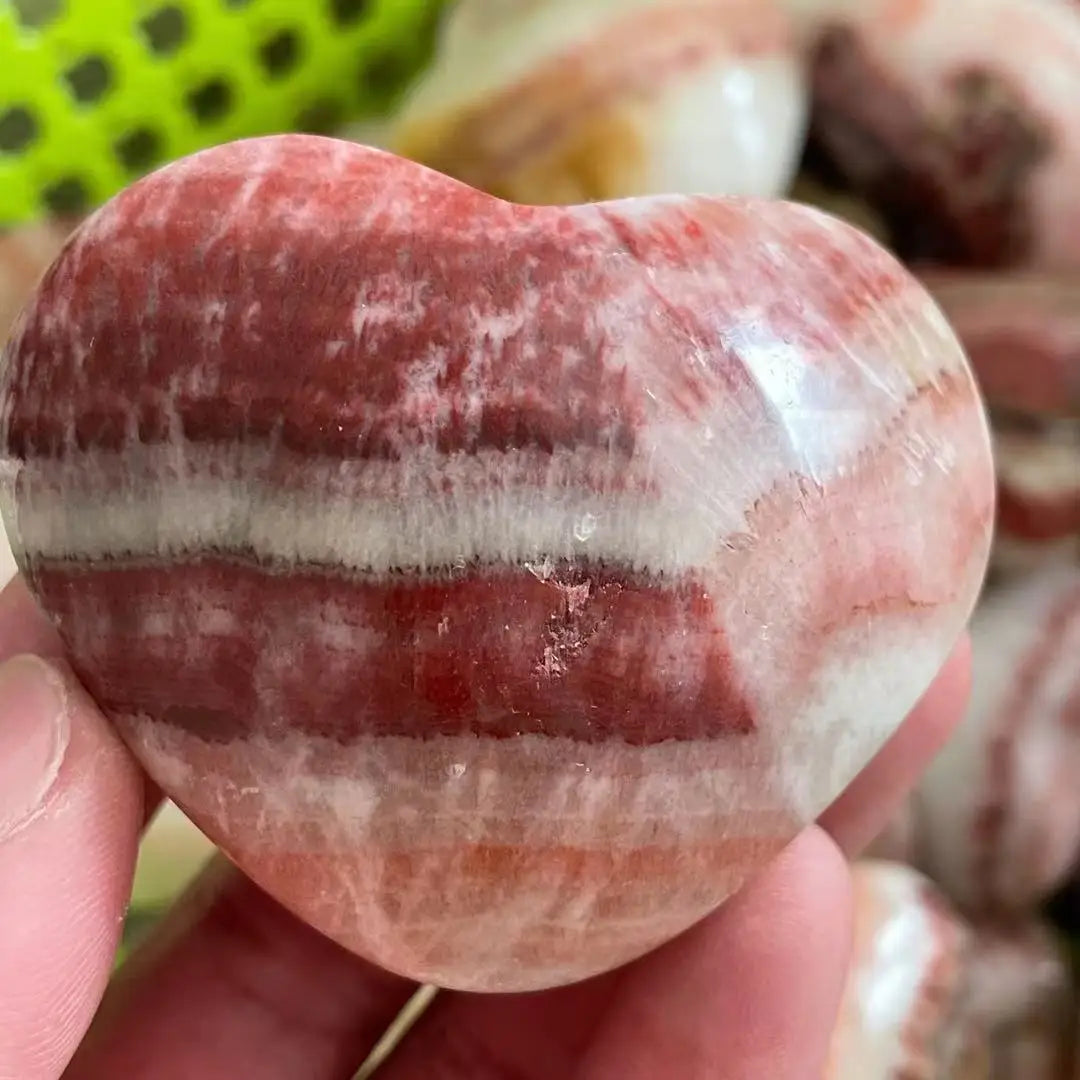 1Pcs Natural Rhodochrosite Quartzo Coração Cura Porco Pedra Cristal Tratamento Cristal