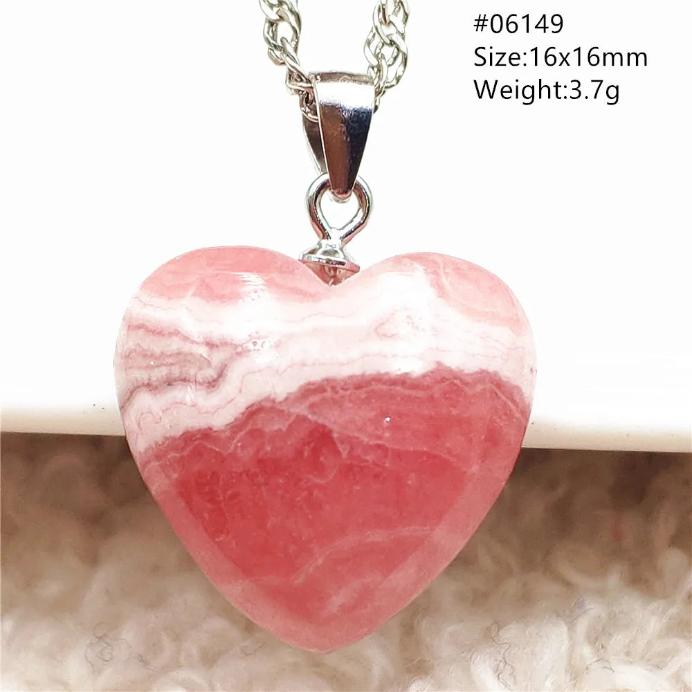 Natural Red Argentina Rhodochrosite Pendant Necklace Rose Rhodochrosite Heart Pendant Women Men Necklace AAAAA