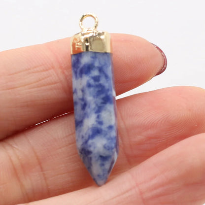 1pcs Natural Stone Agates Crystal Quartz Sodalite/ Citrines Lapis Lazuli Pendant DIY for Necklace or Jewelry Making Size 35x8mm